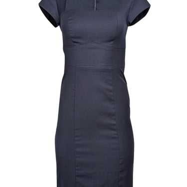 Reiss - Navy Short Cap Sleeve w/ Square Neckline Midi Dress Sz 2