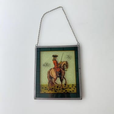 Vintage Equesteian Stained Glass Suncatcher 