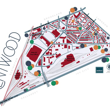 Brentwood DC neighborhood map print 11x17 inches 