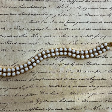 vintage milk glass bracelet 1950s white stone tennis bracelet 