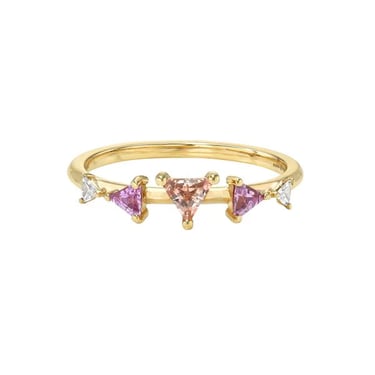 Sunset Triangle Stacking Ring - 18k Gold, Diamonds + Sapphires