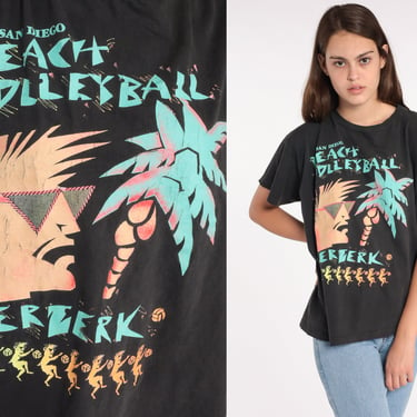 90s Beach Shirt Beach Volleyball Tshirt San Diego California Graphic Tee Vintage Sports 80s Tshirt Retro T Shirt Print Extra Large xl 
