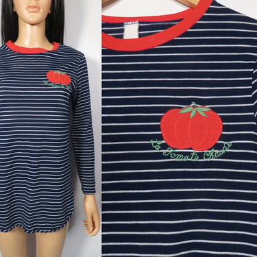 Vintage 70s La Tomato Charade Long Sleeve Tunic Nightshirt Tshirt Size M 