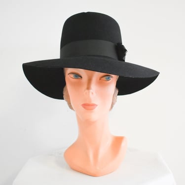 1960s Betmar Black Wool Felt Hat 