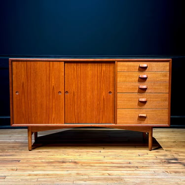 Restored Danish Teak Credenza Compact Sideboard - Mid Century Modern Scandinavian Furniture 