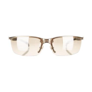 Chanel Silver Rimless Center Logo Sunglasses