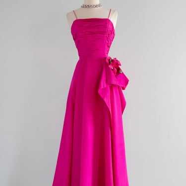 Stunning Early 1950's Shocking Pink Evening Gown By Emma Domb / SM