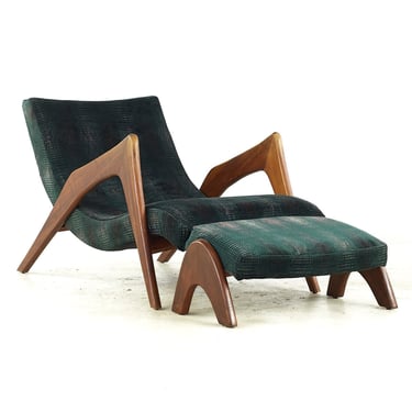 Adrian Pearsall Mid Century Walnut Grasshopper Lounge Chair with Ottoman - mcm 