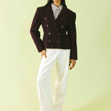 Escada Cropped Plum Wool Blazer