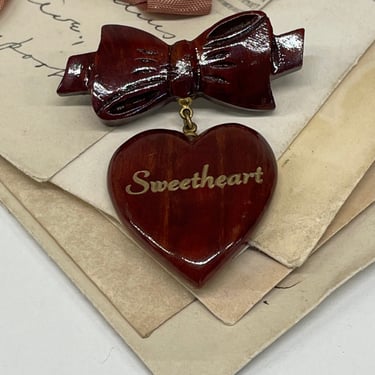 1940’s Wood Sweetheart Brooch