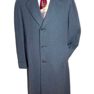 Vintage 1950s BOTANY 500 Wool Overcoat ~ size 42 to 44 Long / Large ~ Trench Coat ~ Union Made 
