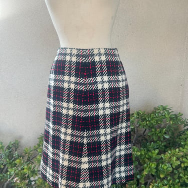 Vintage preppy plaid short skirt A Line wool sz Small by MacNeil & Moore 