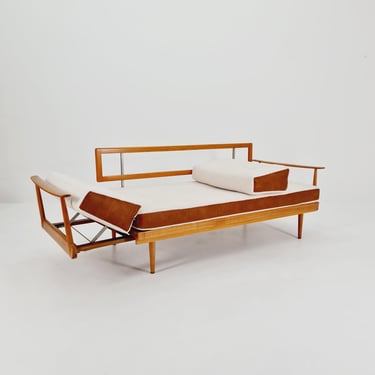 Midcentury Stella Sofa Ash wood Daybed by Walter Knoll & Wilhelm Knoll, Germany, 1950s 