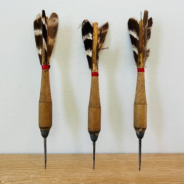 Vintage Lot of 3 Turkey Feather Darts - As Is Condition 