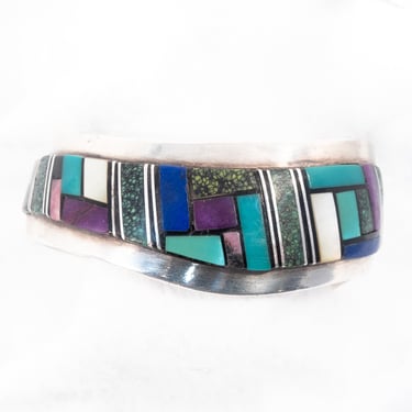 Navajo Inlaid Wavy Cuff Bracelet