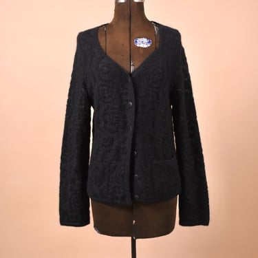 Black 90s Mohair Blend Cardigan By Mariella Burani, L