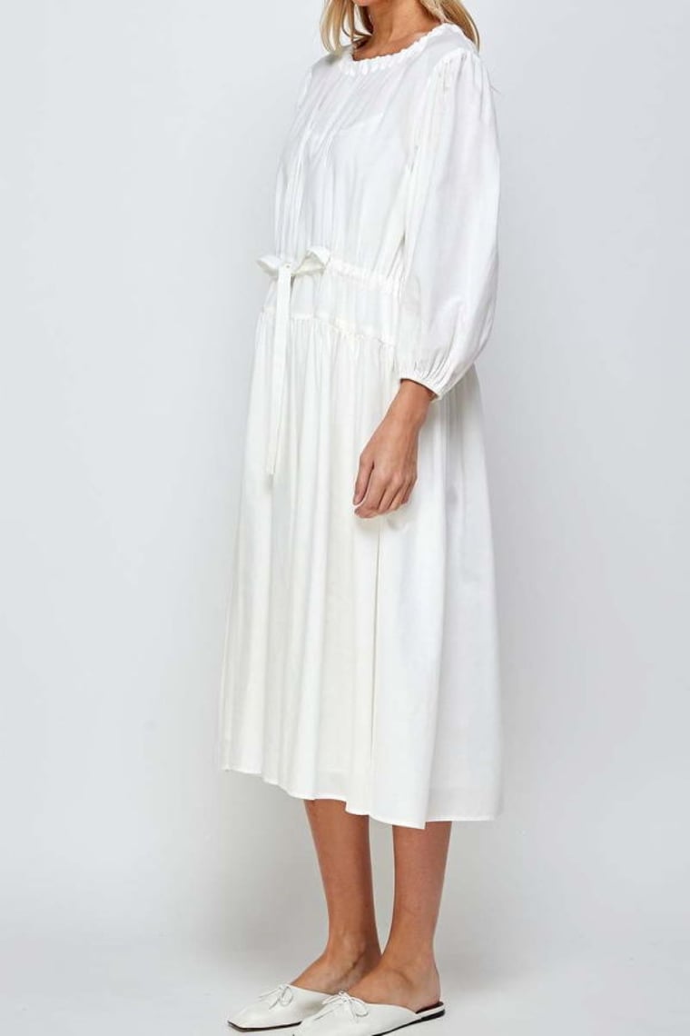 A Mente Volumed Sleeve Midi Dress | amente | Los Angeles, CA