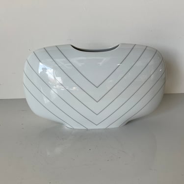 Op Art White Porcelain Vase by K. Dombrowski for Hutschenreuther 