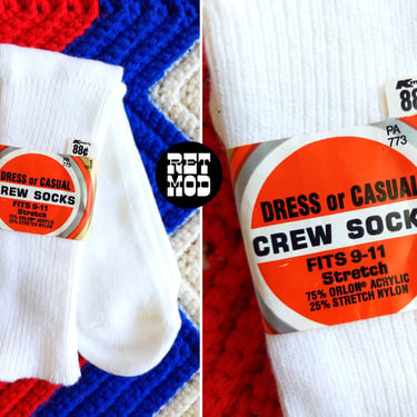 DEADSTOCK Super Soft Vintage 70s 80s White Crew Socks 
