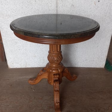 Vintage Faux Marble Top Side Table, 24 x 26.5