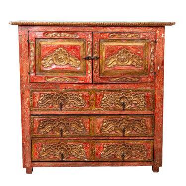 Painted and Gilded Carved Spanish Desk