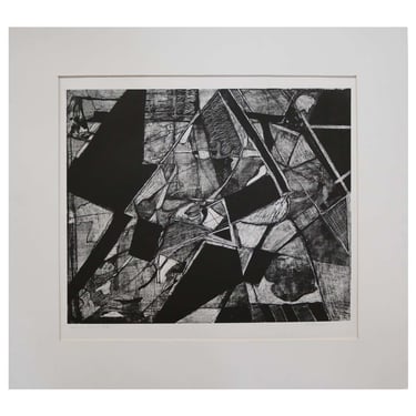 &quot;Summer Series 2/6&quot; Black and White Abstract Lithograph Signed L. Siekman