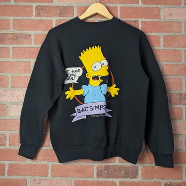 Vintage 90s Bart Simpson "Don't Have a Cow Man" ORIGINAL Crewneck Sweatshirt - Large 