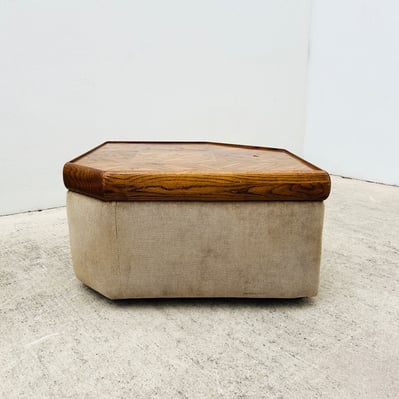 Modular Hexagonal Upholstered Coffee Table With Parquet Wood Top