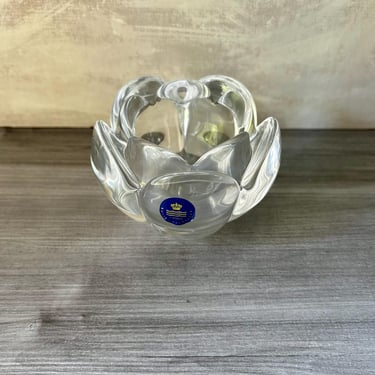 Vintage Royal Copenhagen Crystal Flower/Lotus Vase Candle Holder with Original Sticker and Box 