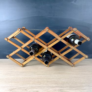 Folding wine rack - unfinished wood - vintage wine storage 