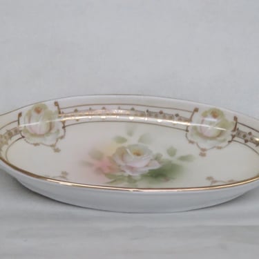 Royal Rudolstadt Prussia Porcelain White Roses Small Serving Tray Dish 3174B