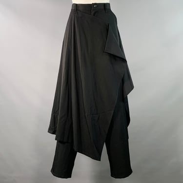 YOHJI YAMAMOTO Size S Black Wool Tapered Skirt Dress Pants
