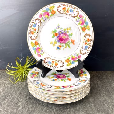 Noritake Dresdena floral side plates - set of 6 - 1930s vintage 