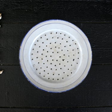 White Ceramic Draining Plate Vintage French Ironstone White Round Drainer, Perforated Dish, Minimalist Stoneware 