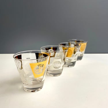 Cera historic American coin shot glasses - MCM barware set of 4 
