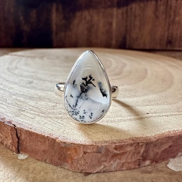 FOREST DENDRITIC OPAL Sterling Silver Ring | Handcrafted in India | Nature, Balance, Growth | Size 8 