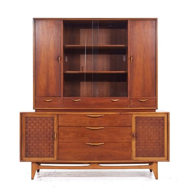 Lane Perception Mid Century Walnut Credenza and Hutch - mcm 