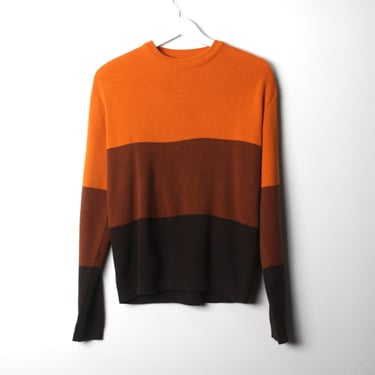 vintage color block gradient COTTON/WOOL mid-century big stripe SWEATER -- men's vintage medium 