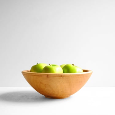 Vintage Hand Turned Poplar Wood Bowl, Fruit Bowl, Handmade Wooden Bowl 