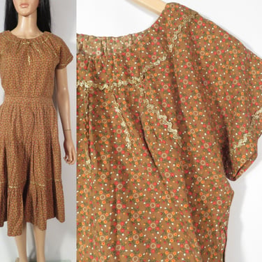 Vintage 50s/60s Handmade Fall Tone Patio Skirt Set Size 27 Waist 