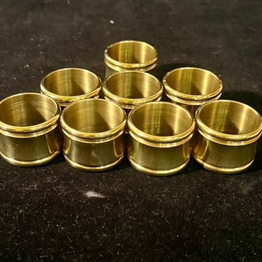 Set of 8 Mid Century Modern Solid Polished Brass Napkin Rings