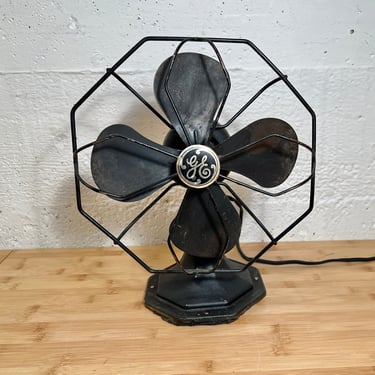 1940s GE 8" Fan, Octagon Cage & Base, 49X718 Working 