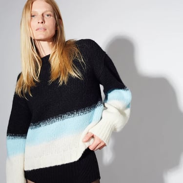 Sonia Color-Block Sweater - Black/Ivory/Mint