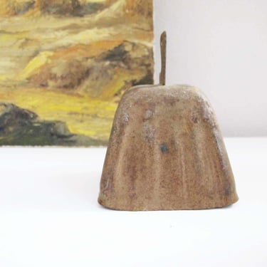 Small Vintage Brass Cowbell - Aged Metal Bell - Wabi Sabi Eclectic Rustic Decor 