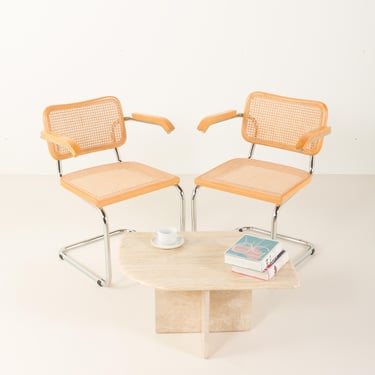 Set of 2 Italian vintage Cesca chairs by Marcel Breuer, 1970s 