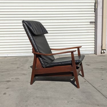 Vintage Mid Century Rocking Chair | Walnut + Leather | MCM | Danish | Retro | Lounge / Accent Chair 