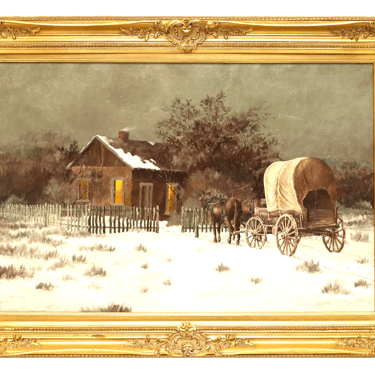 Have one to sell? Sell now Painting, Oil, Western, "Covered Wagon", Signed, Wayne Terry, Vintage 1975!