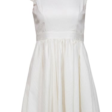 Rachel Zoe - Ivory Chevron Textured Cotton Blend Fit &amp; Flare Dress Sz 4