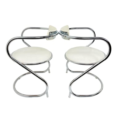 #1229 Pair of Mid-Century Chrome Cantilever Chairs