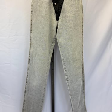 1980s GUESS Stonewashed Jean with Leather Accent 